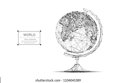 Abstract mash line and point of Globe origami on white background with an inscription. Polygonal image of Planet Earth. Vector world illustration.