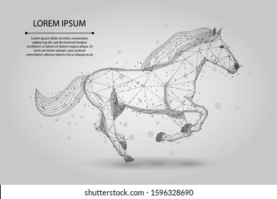 Abstract mash line and point horse run gallop. Illustration vector