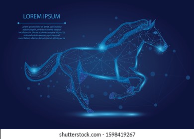 Abstract mash line and point horse run gallop. Polygonal Illustration vector