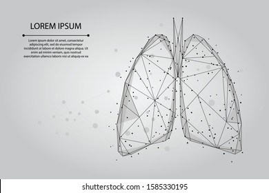 Abstract mash line and point human lungs connected dots low poly wireframe. Online doctor World Tuberculosis day medicine vector illustration