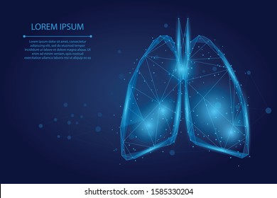 Abstract mash line and point human lungs connected dots low poly wireframe. Online doctor World Tuberculosis day medicine vector illustration