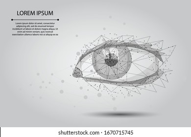 Abstract mash line and point laser vision correction. Low poly human iris modern operation surgery technology. Polygonal eye shape biometric identity vector illustration