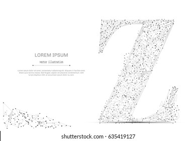 Abstract mash line and point the letter Z on white background with an inscription. Starry sky or space, consisting of stars and the universe. Vector business illustration