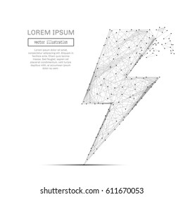 Abstract mash line and point lightning energy icon on white background with an inscription. Starry sky or space, consisting of stars and the universe. Vector business illustration