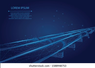 Abstract mash line and point Oil pipeline. Petroleum fuel industry transportation line connection dots blue vector illustration