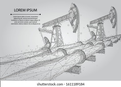 Abstract mash line and point Oil pipeline low poly business concept. Polygonal petrol production. Petroleum fuel industry transportation vector illustration