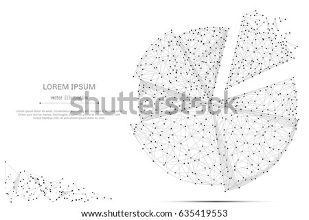 Abstract mash line and point the Pie chart on white background with an inscription. Starry sky or space, consisting of stars and the universe. Vector business illustration