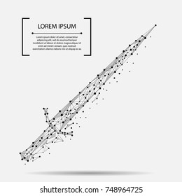 Abstract mash line and point, polygonal low poly sword. Vector business illustration. Protect and secure concept. 