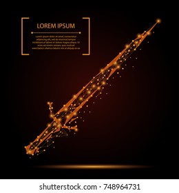 Abstract mash line and point, polygonal low poly sword. Vector business illustration. Protect and secure concept. 