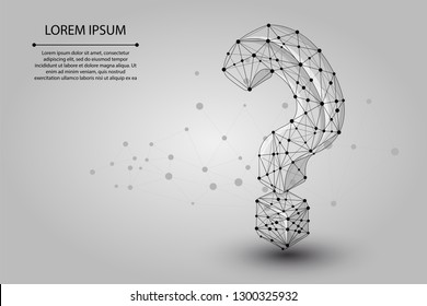 Abstrakte Maische Linie und Punkt Fragezeichen. Vektorgrafik für Unternehmen. Polygonal Low-Poly