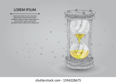 Abstract mash line and point Sandglass. Low poly time, countdown, deadline vector illustration 