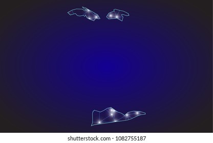 Abstract mash line and point scales on dark background with Map of U.S. Virgin Islands. Wire frame 3D mesh polygonal network line, design sphere, dot and structure. communications map of U.S. Virgin 