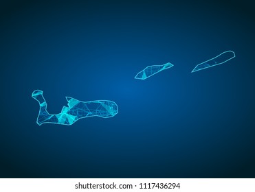 Abstract mash line and point scales on dark background with map of caymanIslands. Abstract network vector concept of caymanIslands. Internet and connection map background. Triangle, dot ,line Vector