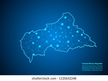Abstract mash line and point scales on dark background with map of central African Republic. Best Internet Concept o fcentral African business from concepts series. Wire frame 3D mesh polygonal