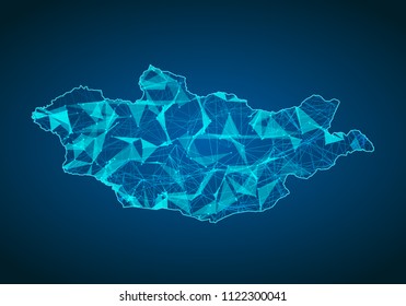Abstract mash line and point scales on dark background with map of macedonia. Abstract network vector concept of macedonia. Internet and connection map background. Triangle, dot ,line Vector.