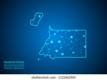 Abstract mash line and point scales on dark background with map of Equatoria lGuinea. Best Internet Concept of Equatoria lGuinea business from concepts series. Wire frame 3D mesh polygonal network