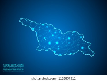 Abstract mash line and point scales on dark background with map of georgia South Ossetia. Best Internet Concept of georgia South Ossetia business from concepts series. Wire frame 3D mesh polygonal