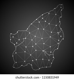 Abstract Mash Line and Point Scales on The Dark Gradient Background With Map of San Marino. 3D Mesh Polygonal Network Connections.Vector illustration eps10.