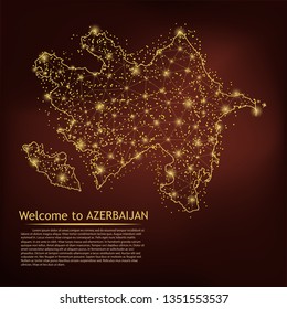 Abstract mash line and point scales on dark geometric background. AZERBAIJAN map. Wire frame 3D Mesh polygonal network line, design sphere, dot and structure. Vector illustration. EPS 10
