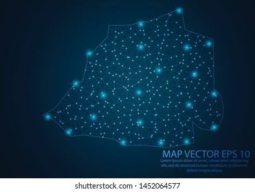 Abstract mash line and point scales on dark background with map of Vatican City.3D mesh polygonal network line, design sphere, dot and structure. Vector illustration eps 10.