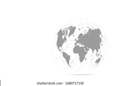 Abstract mash line and point scales on white background with Global. Wire frame 3D mesh polygonal network line, design sphere, dot and structure. Vector illustration eps 10.