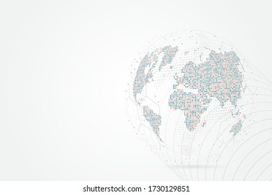 Abstract mash line and point scales on white background with Global Wire frame 3D mesh polygonal network line, design sphere, dot and structure. Vector illustration eps 10.