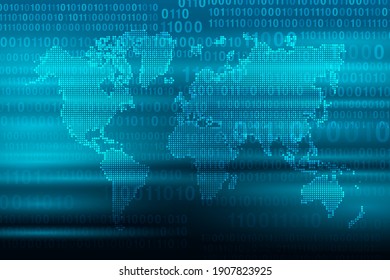 Abstract mash line and point scales on dark background with Map World. Wire Frame 3D mesh polygonal network line, design sphere, dot and structure. Vector illustration eps 10.