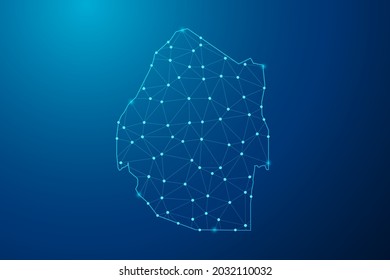 Abstract mash line and point scales on dark background with map of Swaziland polygonal network line. Vector illustration eps 10.