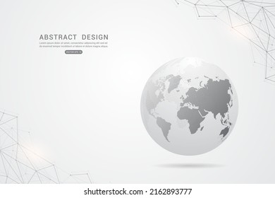 Abstract mash line and point scales on white background with Global. Wire frame 3D mesh polygonal network line, design sphere, dot and structure. Vector illustration eps 10.
