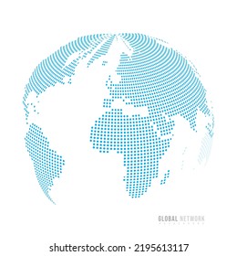 Abstract mash line and point scales on white background with blue Global. Wire frame 3D mesh polygonal network line, design sphere, dot and structure. Vector illustration eps 10.