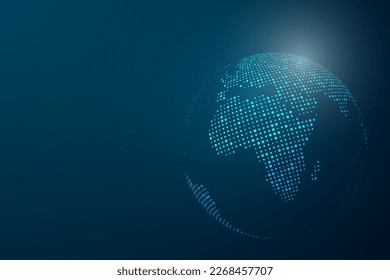 Abstract mash line and point scales on dark background with Map World representing the global . Wire frame 3D mesh polygonal network line, design sphere, dot and structure. Vector illustration eps 10.