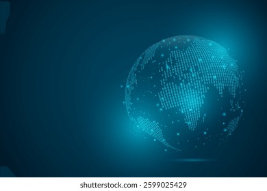 Abstract mash line and point scales on dark background with Map World representing the global. Wire frame 3D mesh polygonal network line, design sphere, dot and structure. Vector illustration eps 10.
