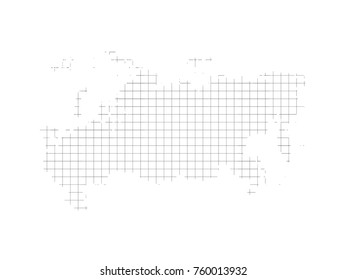 Abstract mash line and point scales on dark background with map of Russia. Wire frame mesh polygonal network line, design sphere, dot and structure. Vector illustration .