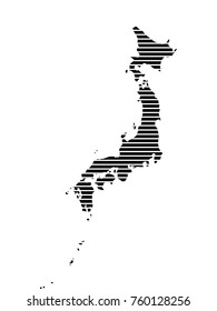 Abstract mash line and point scales on dark background with map of Japan. Wire frame mesh polygonal network line, design sphere, dot and structure. Vector illustration .