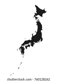 Abstract mash line and point scales on dark background with map of Japan. Wire frame mesh polygonal network line, design sphere, dot and structure. Vector illustration .