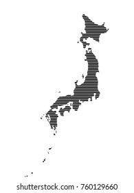 Abstract mash line and point scales on dark background with map of Japan. Wire frame mesh polygonal network line, design sphere, dot and structure. Vector illustration .