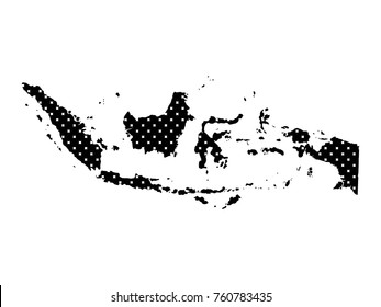 Abstract mash line and point scales on dark background with map of Indonesia. Wire frame mesh polygonal network line, design sphere, dot and structure. Vector illustration .