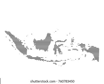 Abstract mash line and point scales on dark background with map of Indonesia. Wire frame mesh polygonal network line, design sphere, dot and structure. Vector illustration .