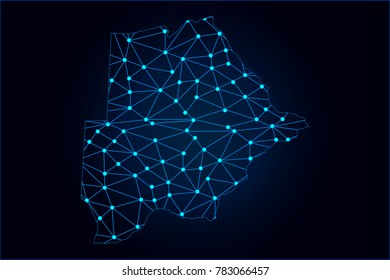 Abstract mash line and point scales on dark background with map of Thailand. Wire frame 3D mesh polygonal network line, design sphere, dot and structure. Vector illustration eps 10.