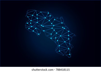 Abstract mash line and point scales on dark background with map of Germany. Wire frame 3D mesh polygonal network line, design sphere, dot and structure. Vector illustration eps 10.