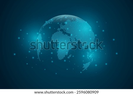 Abstract mash line and point scales on dark background with Map World representing the global. Wire frame 3D mesh polygonal network line, design sphere, dot and structure. Vector illustration eps 10.