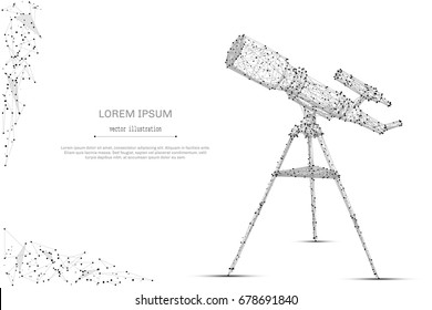 Abstract mash line and point telescope on white background with an inscription. Starry sky or space, consisting of stars and the universe. Vector cosmos or space illustration