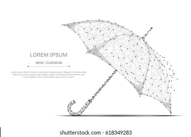 Abstract mash line and point umbrella on white background with an inscription. Starry sky or space, consisting of stars and the universe. Vector business illustration