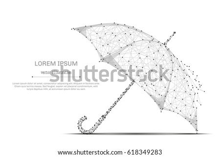 Abstract mash line and point umbrella on white background with an inscription. Starry sky or space, consisting of stars and the universe. Vector business illustration