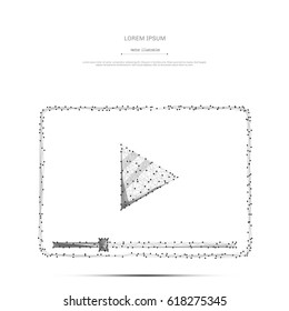 Abstract mash line and point Video codec low poly on white background with an inscription. Starry sky or space, consisting of stars and the universe. Vector business illustration