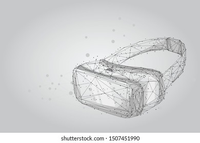 Abstract mash line and point VR headset holographic projection virtual reality glasses, helmet. low poly wireframe geometric vector illustration.