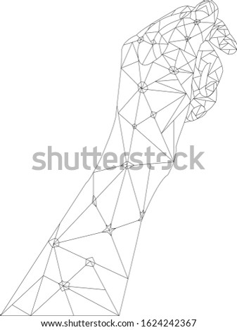 Abstract mash line shape of left hand.