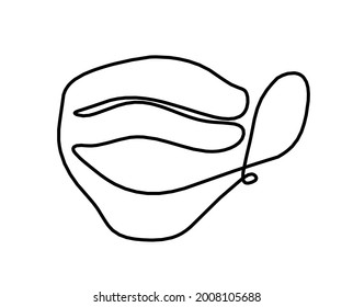 Máscara abstracta como dibujo de línea sobre fondo blanco. Vector