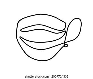 Abstract mask as line drawing on white background. Vector