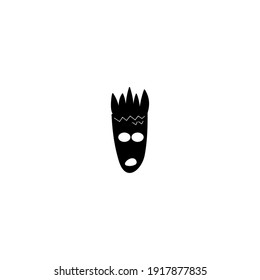 Abstract mask silhouette isolated on white background. Vector illustration of black and white mask pattern. Silhouette vector illustration. A strange and unique mask.
